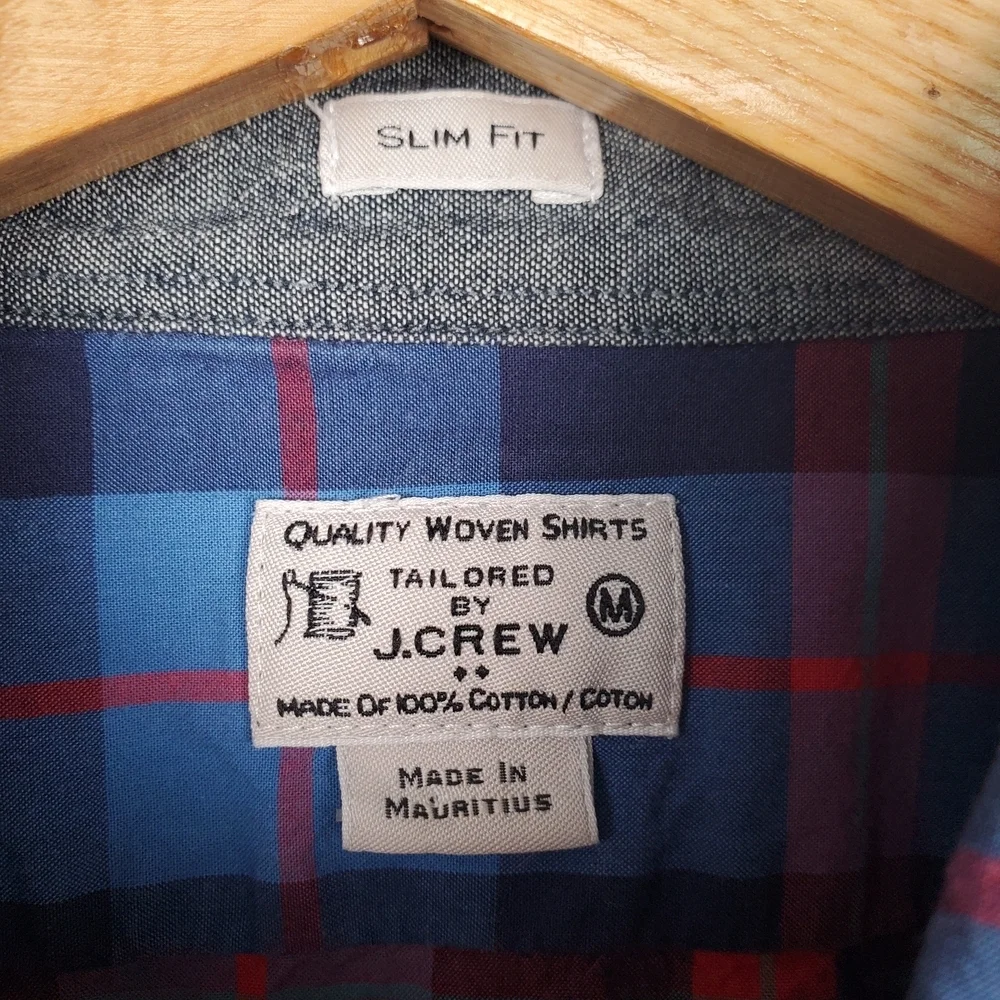 J. Crew Blue and Red Plaid Casual Button Down Shirt. MED. C0039